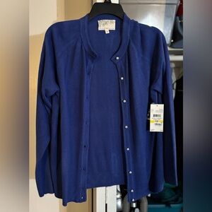 NWT Medium Women’s Macys Royal Blue Cardigan Sweater with Pearl Buttons